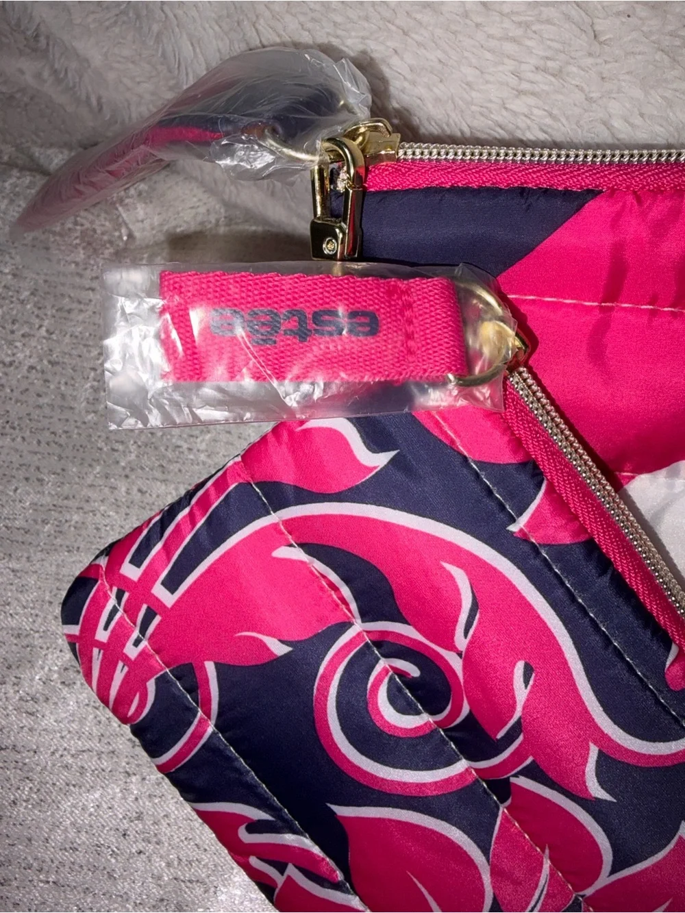 NWT Estée Lauder 2-Piece Puffy Quilted Cosmetic Bag Set – Pink & Navy Floral